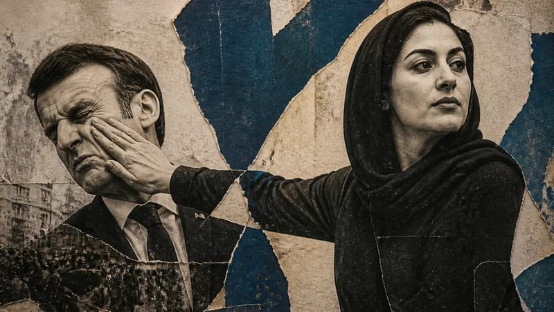 Makronu vuran iranlı aktrisa Qolşifte Fərahani