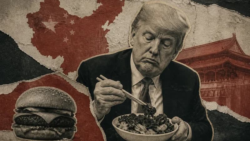 Trump forced to eat vegetables during China trip