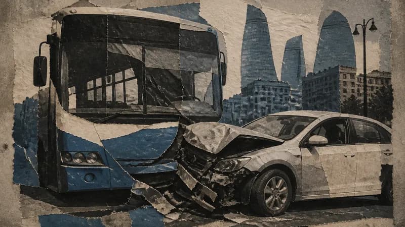В Баку столкнулись автобус и легковушка