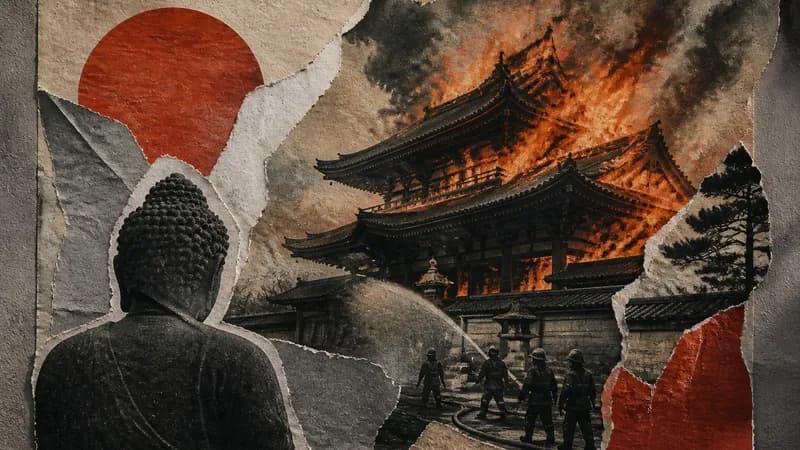 Fire breaks out in Japanese Buddhist temple